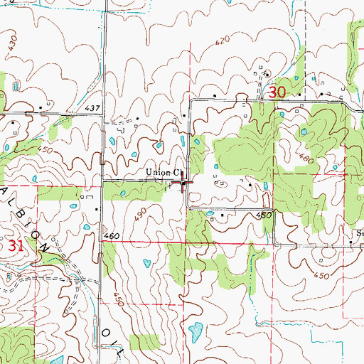 Topographic Map of Union Congregational Church, IL