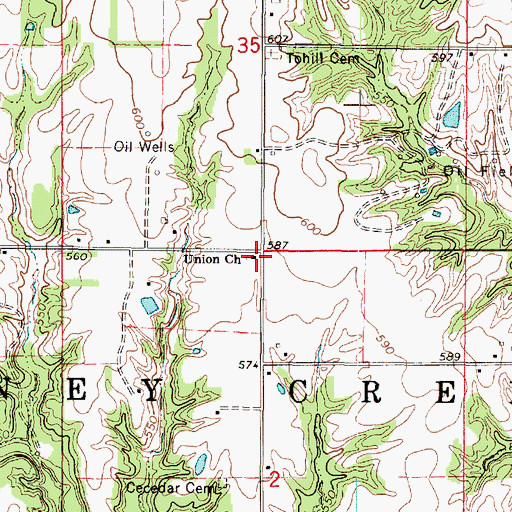 Topographic Map of Union Church, IL