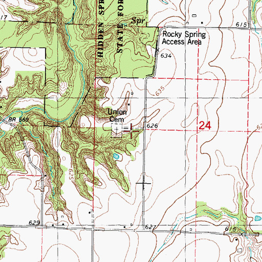 Topographic Map of Union Church (historical), IL
