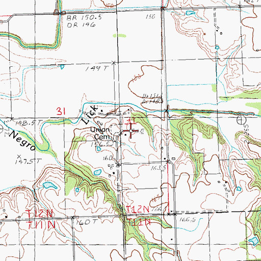 Topographic Map of Union Church (historical), IL