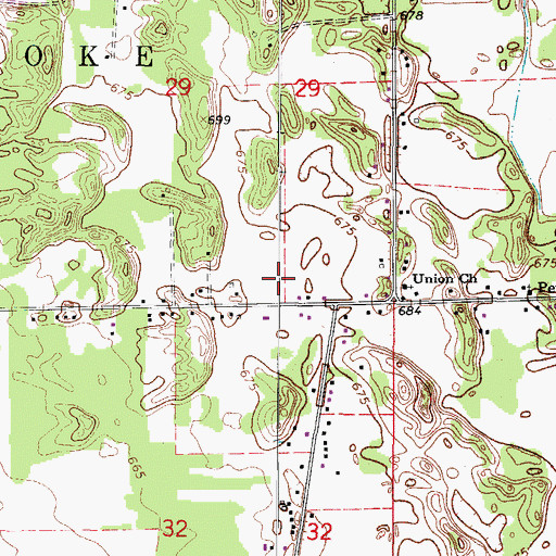 Topographic Map of Union Church, IL