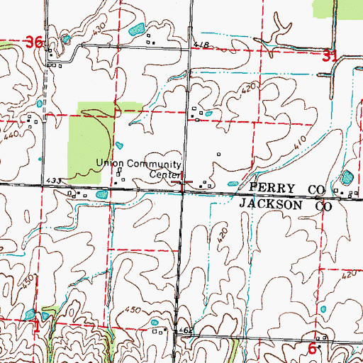 Topographic Map of Union Community Center, IL