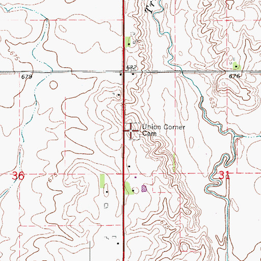 Topographic Map of Union Corner Cemetery, IL