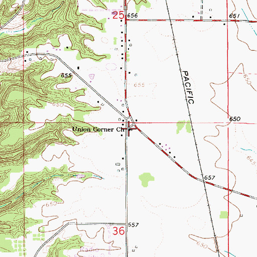 Topographic Map of Union Corner United Methodist Church, IL