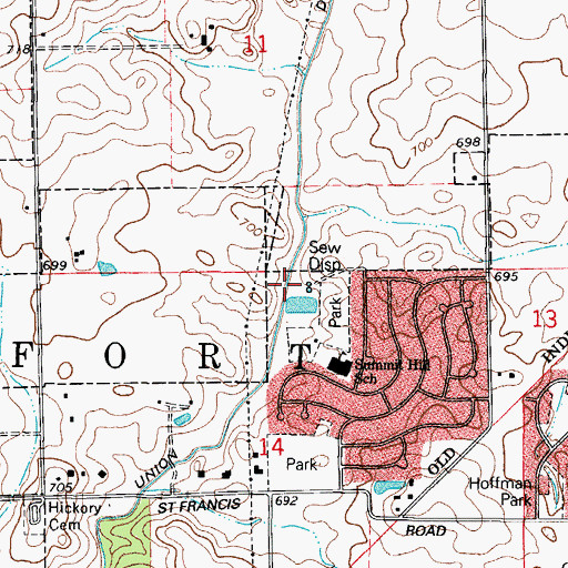 Topographic Map of Union Ditch, IL