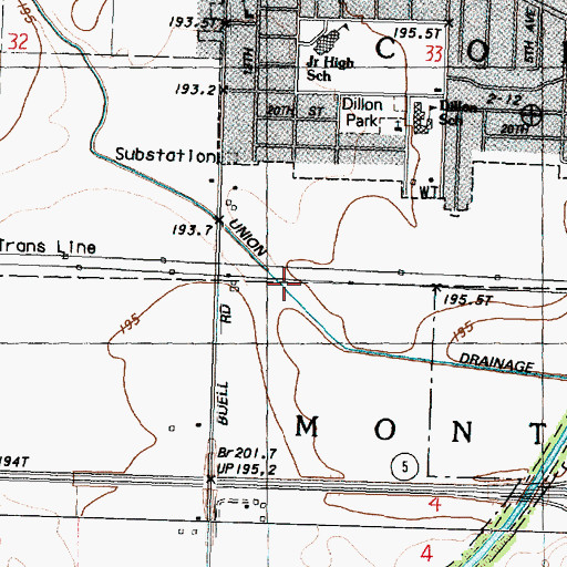 Topographic Map of Union Drainage Ditch, IL
