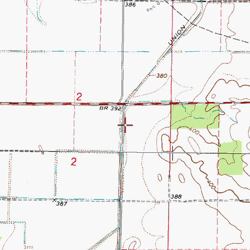 Topographic Map of Union Drainage Ditch, IL