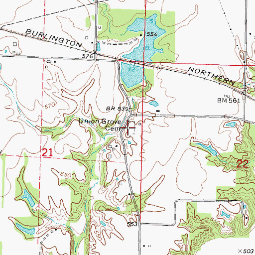 Topographic Map of Union Grove Cemetery, IL