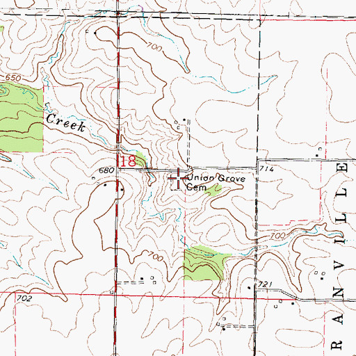 Topographic Map of Union Grove Cemetery, IL