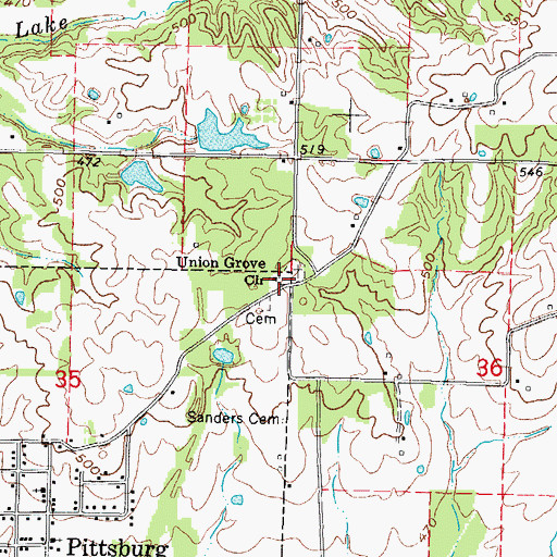 Topographic Map of Union Grove Church, IL