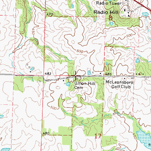 Topographic Map of Union Hill Cemetery, IL