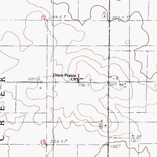 Topographic Map of Union Prairie Church, IL
