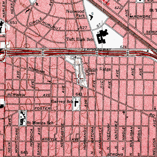 Topographic Map of Union Ridge Cemetery, IL