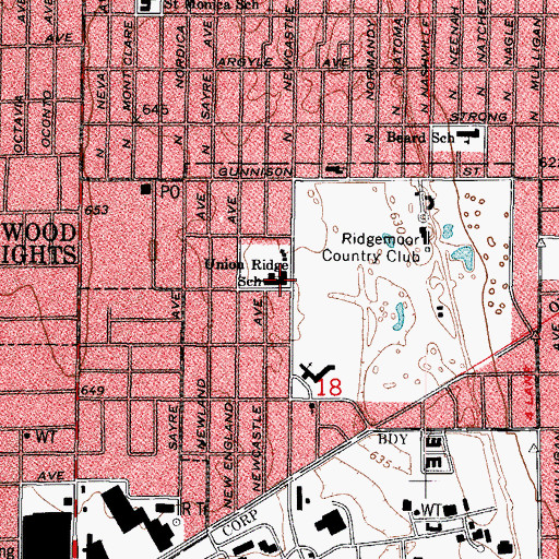 Topographic Map of Union Ridge Elementary School, IL