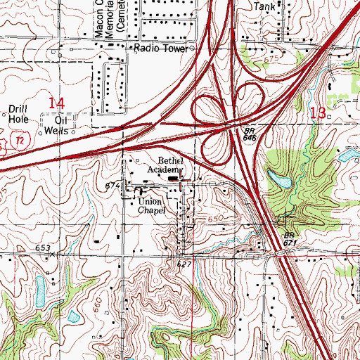 Topographic Map of Union School, IL