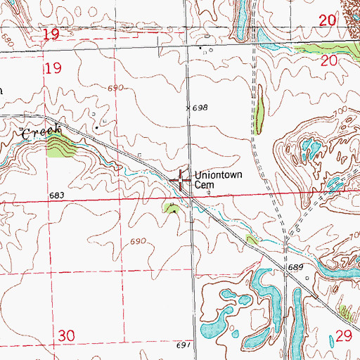 Topographic Map of Uniontown Cemetery, IL