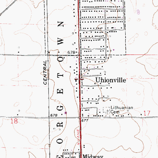 Topographic Map of Unionville, IL