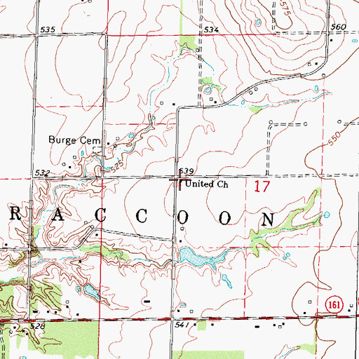 Topographic Map of United Church, IL