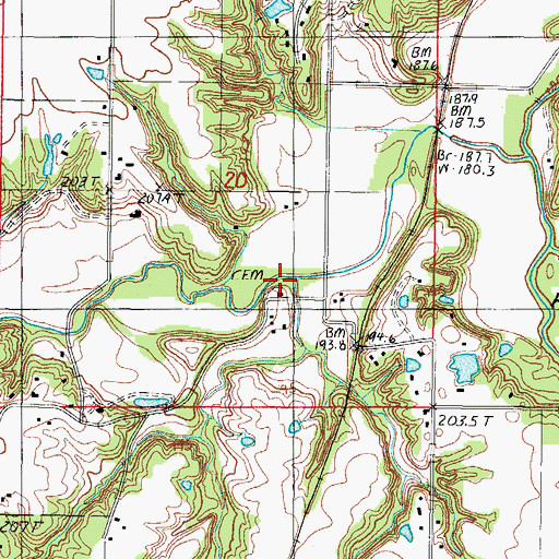 Topographic Map of Unity Chapel, IL