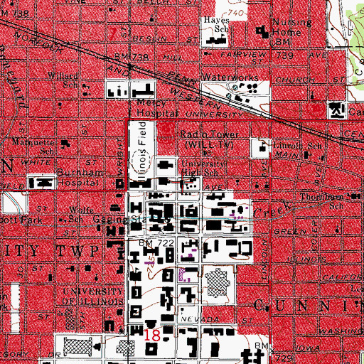 Topographic Map of University High School, IL