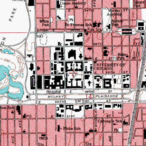 Topographic Map of University of Chicago, IL