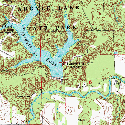 Topographic Map of University Point Campground, IL
