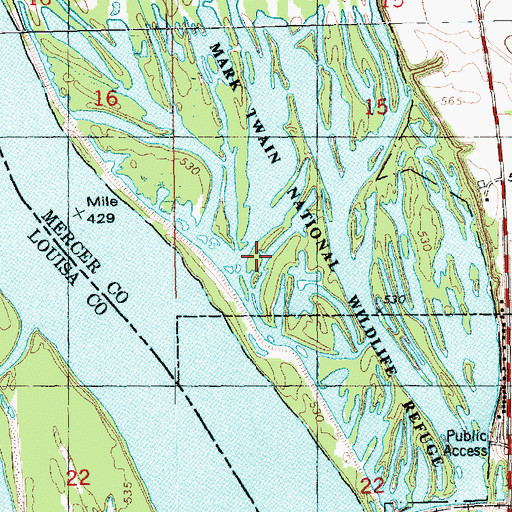 Topographic Map of Mark Twain National Wildlife Refuge, IL