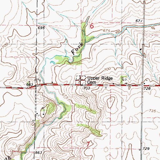 Topographic Map of Upper Ridge Cemetery, IL
