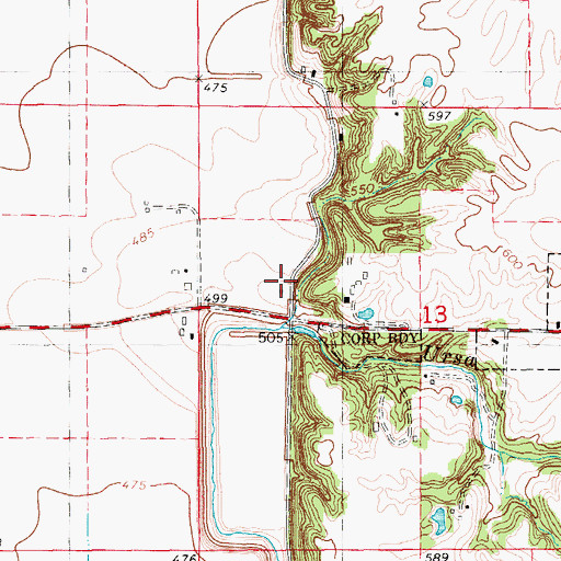 Topographic Map of Ursa Creek, IL