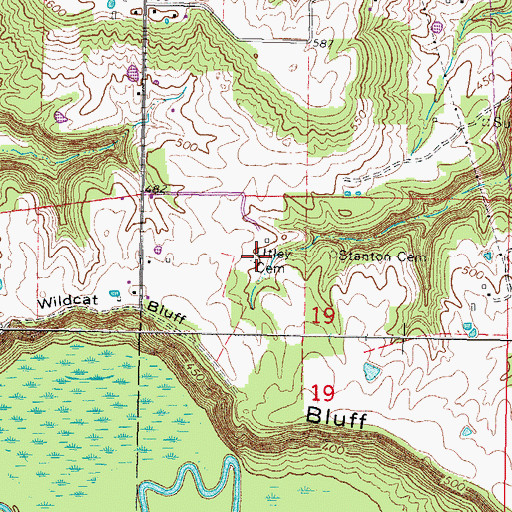 Topographic Map of Utley Cemetery, IL