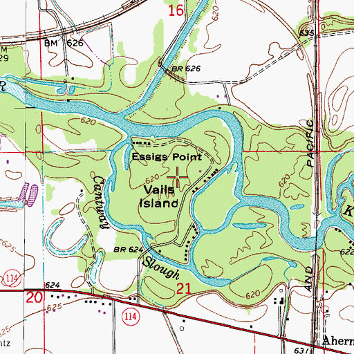 Topographic Map of Vails Island, IL