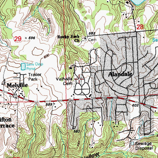 Topographic Map of Valhalla Memorial Cemetery, IL