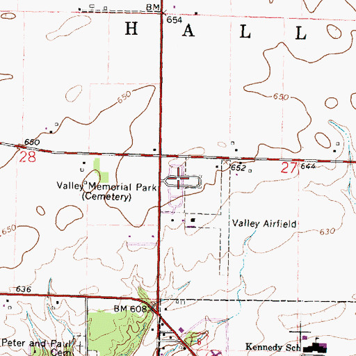 Topographic Map of Valley Memorial Park, IL