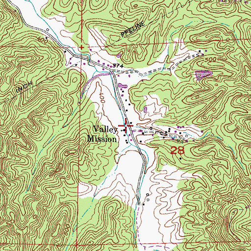 Topographic Map of Valley Mission, IL