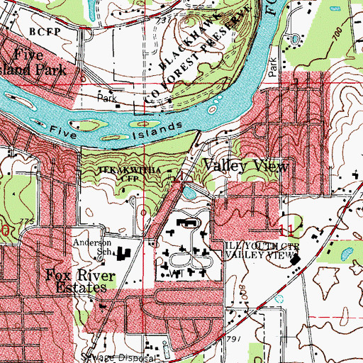 Topographic Map of Valley View, IL