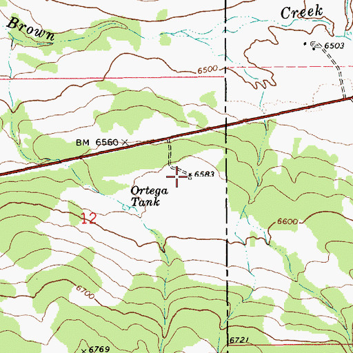 Topographic Map of Ortega Well, AZ