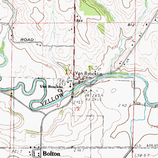 Topographic Map of Ellis Van Brocklin Cemetery, IL