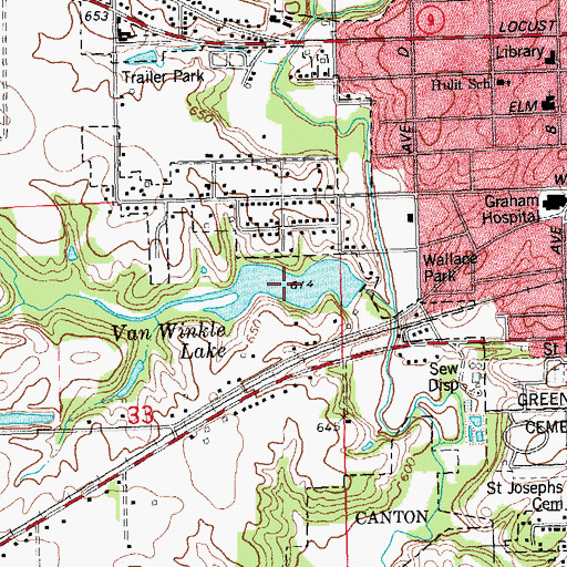 Topographic Map of Van Winkle Lake, IL