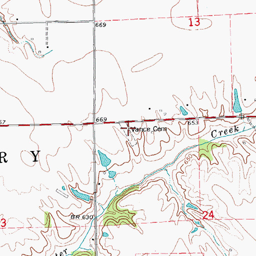 Topographic Map of Vance Cemetery, IL