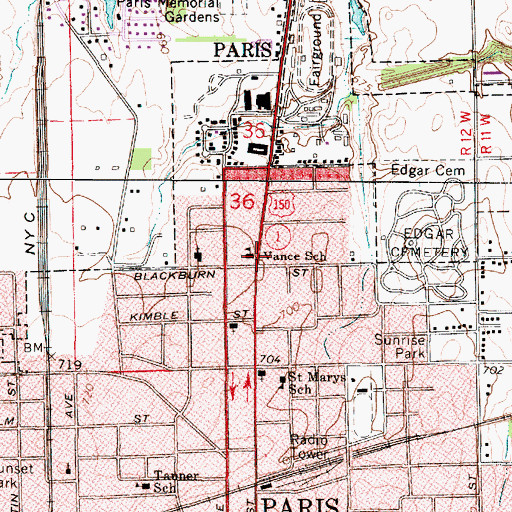 Topographic Map of Vance Elementary School, IL