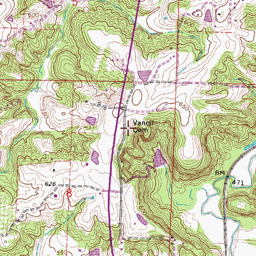 Topographic Map of Vancil Cemetery, IL