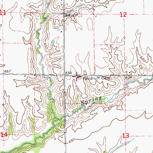 Topographic Map of Vandruff Cemetery, IL