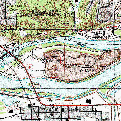 Topographic Map of Vandruff Island, IL