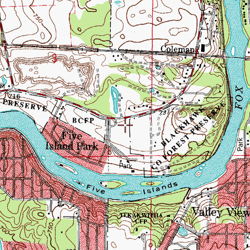 Topographic Map of Vasa Park, IL