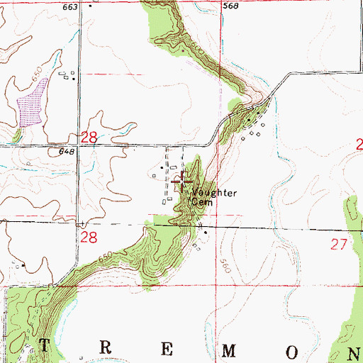 Topographic Map of Vawhter Cemetery, IL