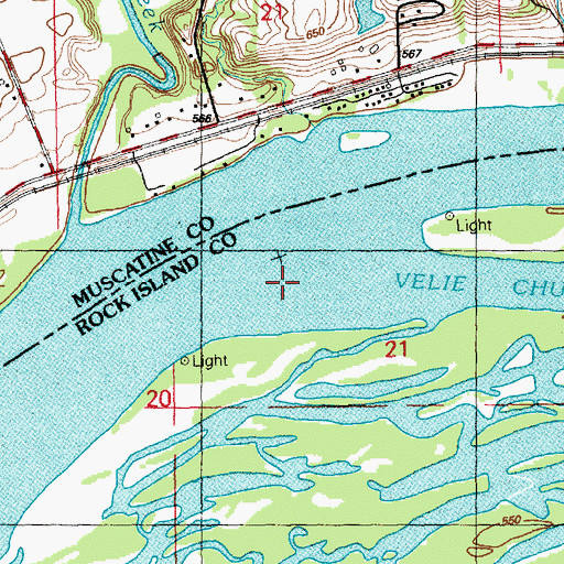 Topographic Map of Velie Chute, IL