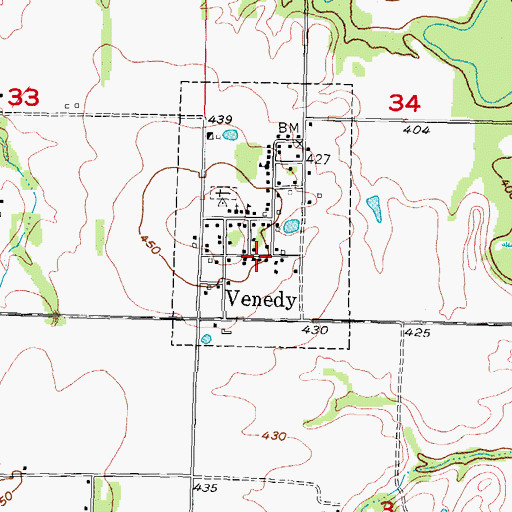 Topographic Map of Venedy, IL