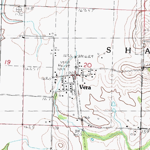 Topographic Map of Vera, IL