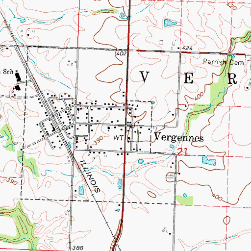 Topographic Map of Vergennes, IL