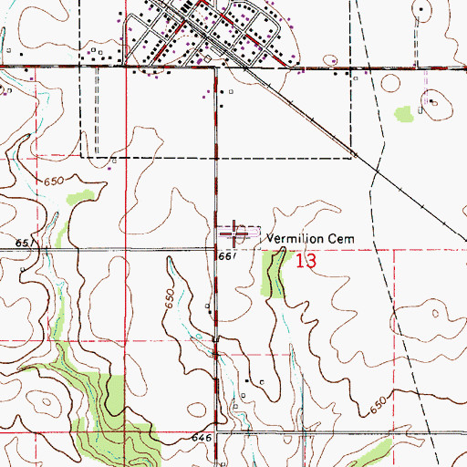 Topographic Map of Vermilion Cemetery, IL